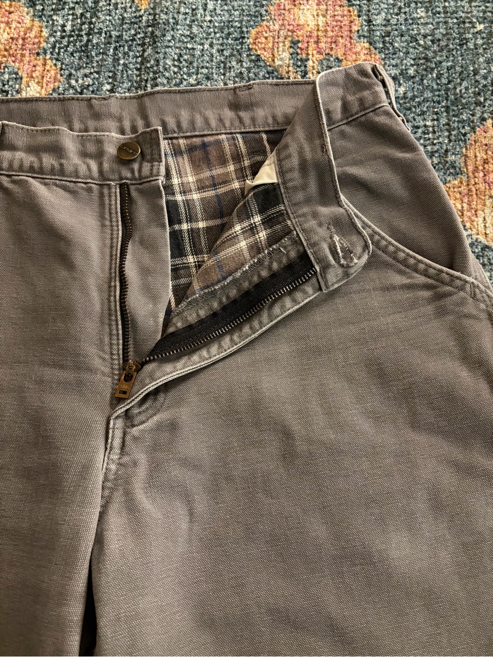 Men’s Carhartt Plaid Lined Carpenter Pants